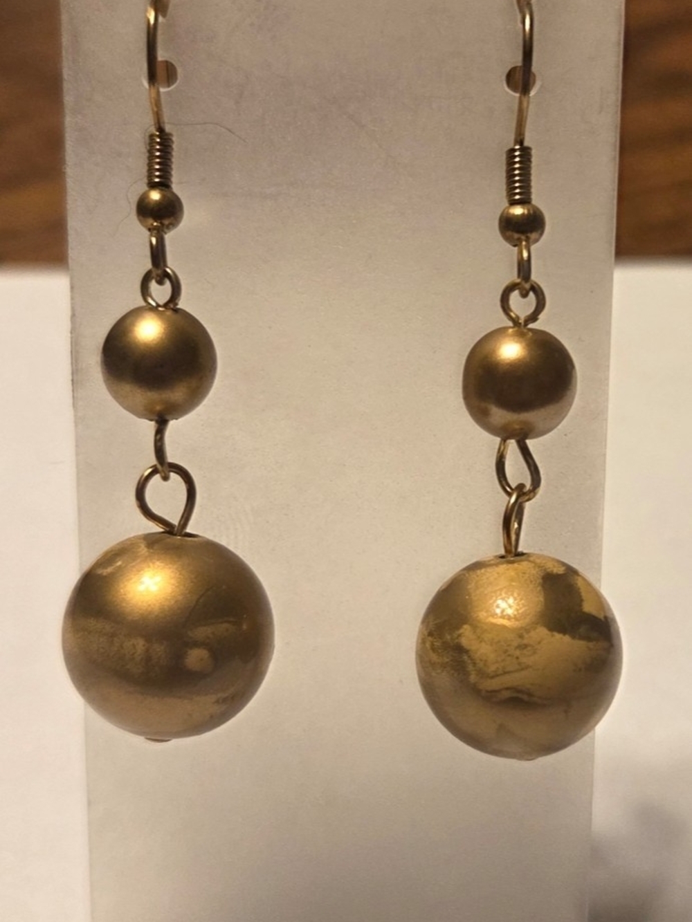 Earrings With Vintage Gold Beads-Handmade